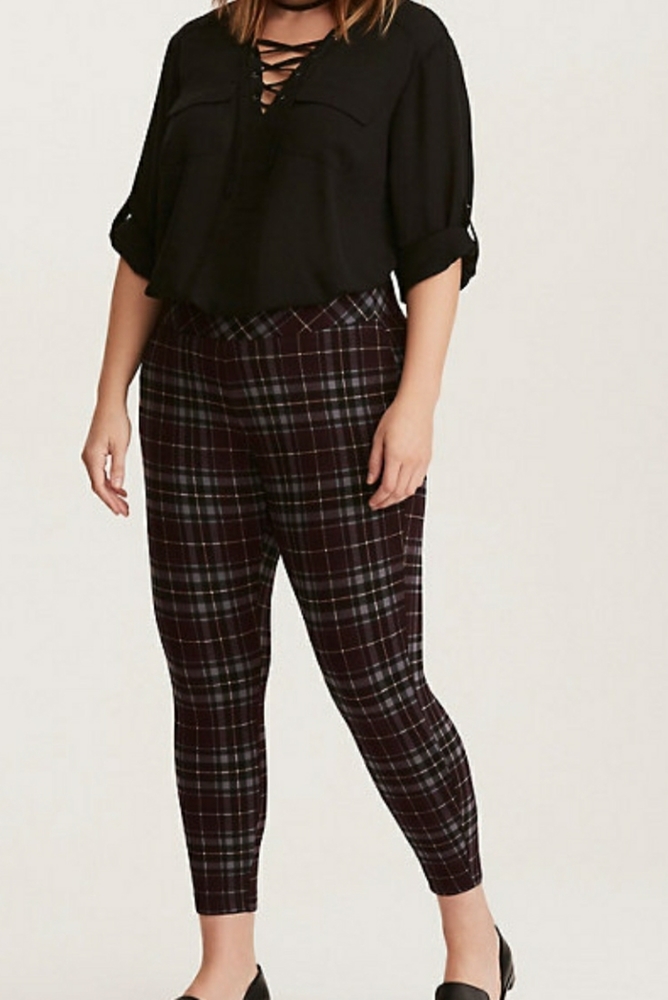 Torrid Size 2 Plaid Pixie Ponte Slim Fix Pant